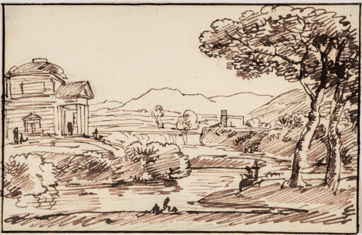 Federzeichnung mit Landschaftsdarstellung von Johann Georg von Dillis