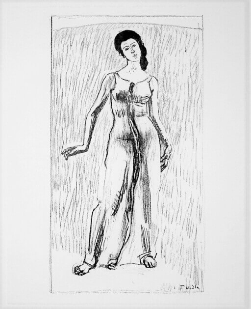 Schreitendes Weib. Lithographie von Ferdinand Hodler