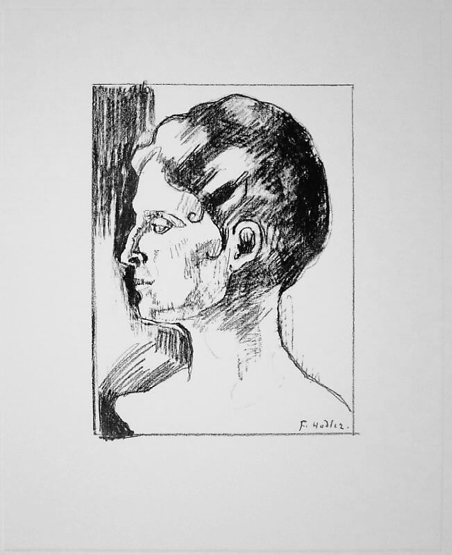 Profilbildnis einer Frau. Lithographie von Ferdinand Hodler