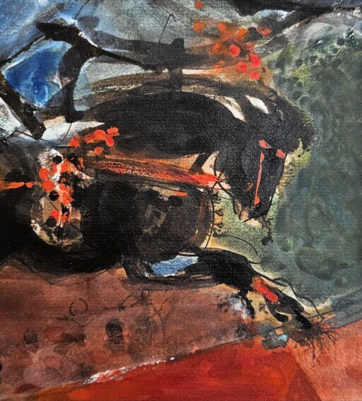 Galoppierendes Pferd. Aquarell von Gunther Böhmer.