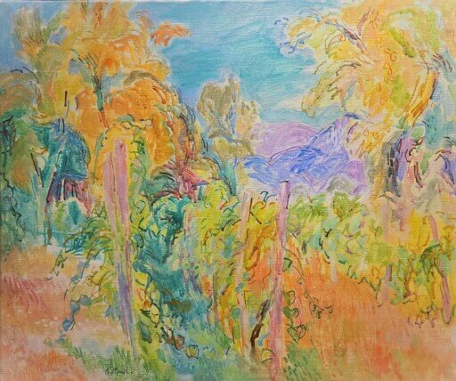 Tessiner Landschaft von Gunter Böhmer. Öl auf Leinwand.