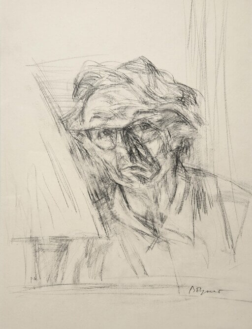 Selbstportrait von Gunter Böhmer. Bleistift auf Papier.