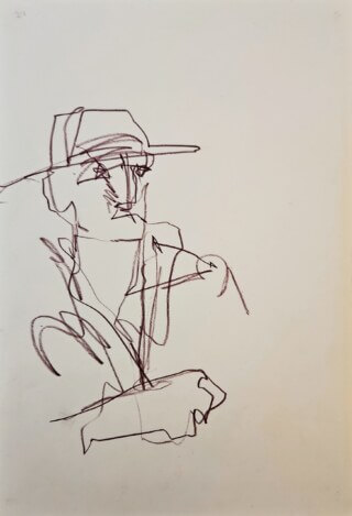 Farbstiftskizze mit Portrait von Hermann Hesse