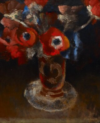 Ölgemälde mit Anemonen von Rodolphe-Théophile Bosshard