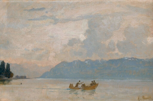 Pêcheurs au large de Bellerive, Lausanne, bateau
