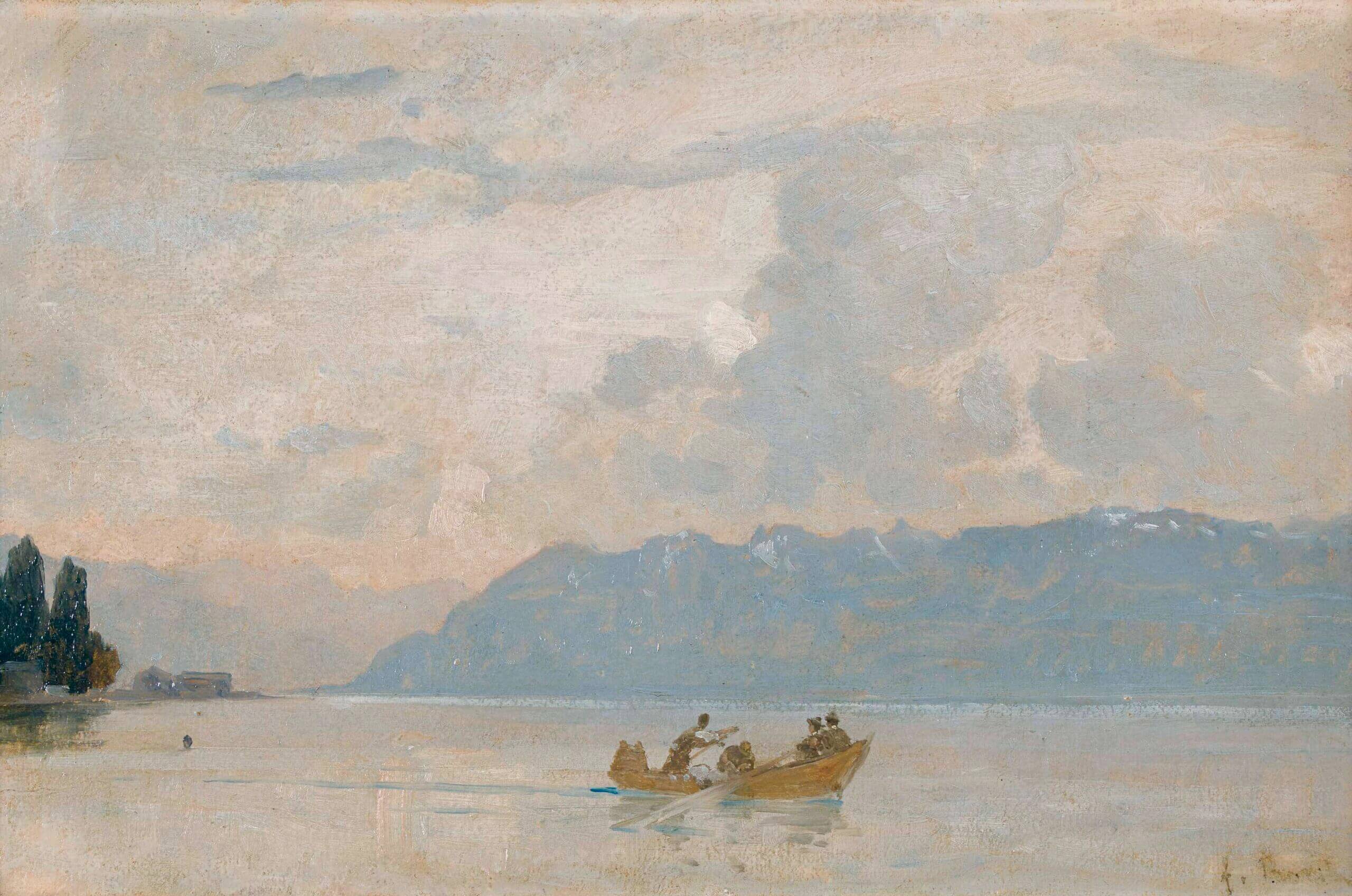 Pêcheurs au large de Bellerive, Lausanne, bateau
