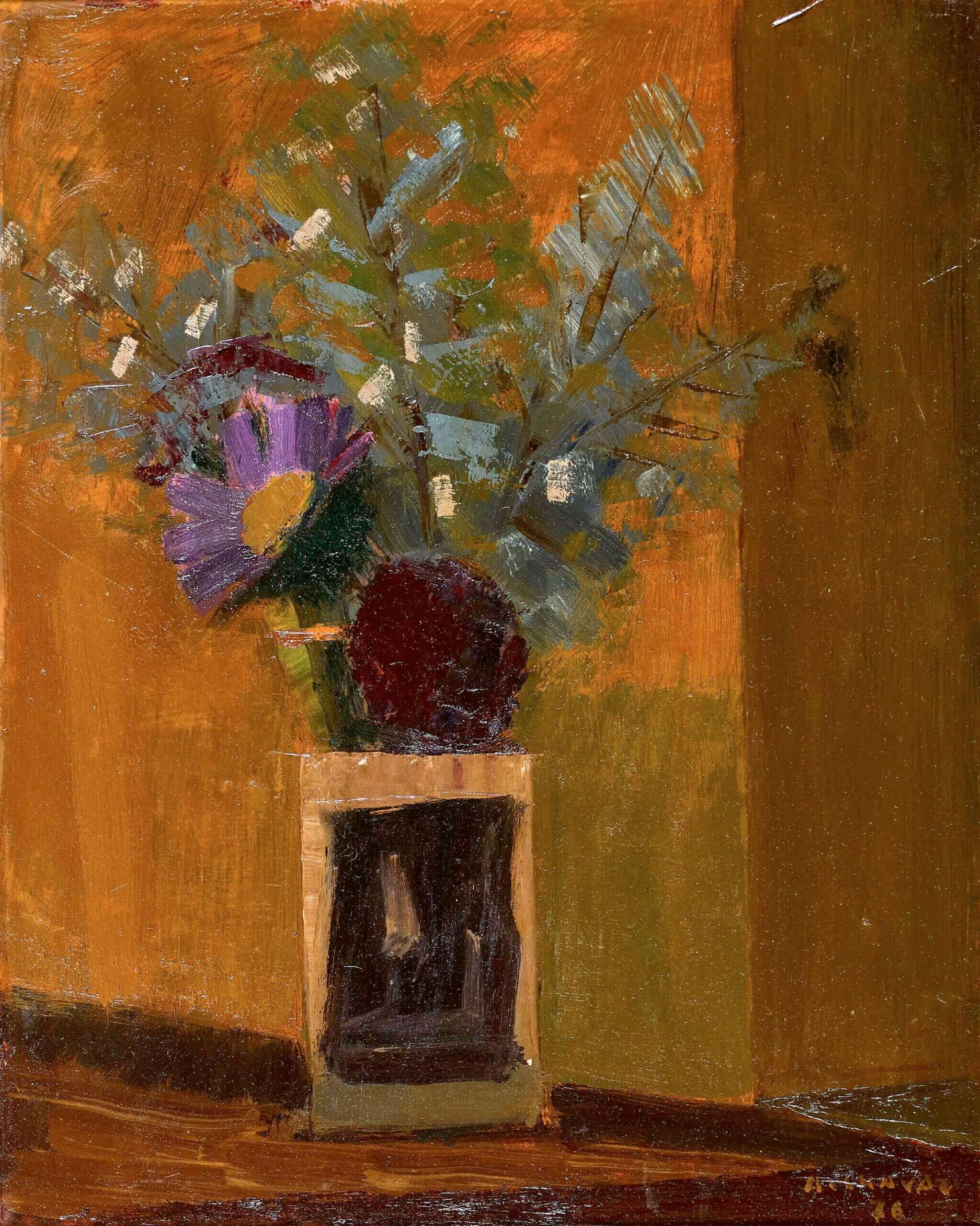 Gemälde von Albert Chavaz. Es handelt sich um ein Stilleben mit einem Blumenstrauss