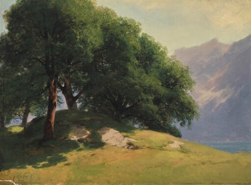 Gemälde von Alexandre Calame, Baumgruppe auf dem Seelisberg