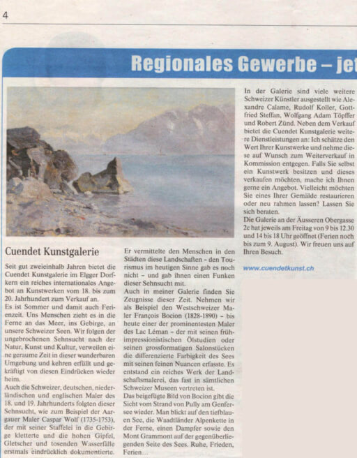 Kunst und regionales Gewerbe. Die Cuendet Kunstgalerie stellt sich vor.