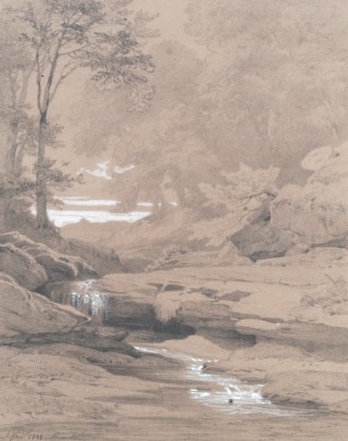 Aquarell von Gottfried Steffan. Am Waldbach