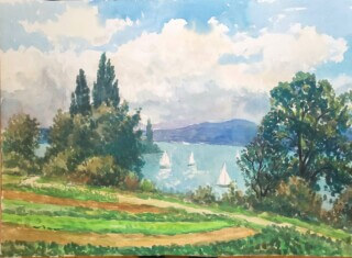 Aquarell mit Reichenau von Hans Läubin